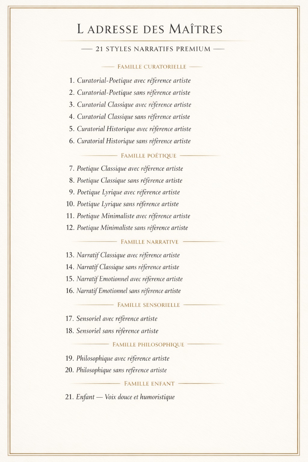 21 estilos narrativos premium